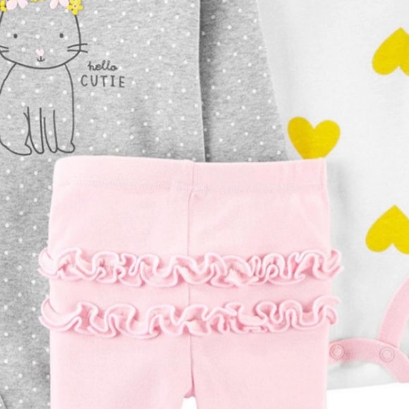 NWT 12m NB valentines Easter CUTIE top pants carters outfit girl layette bunny - Picture 3 of 4